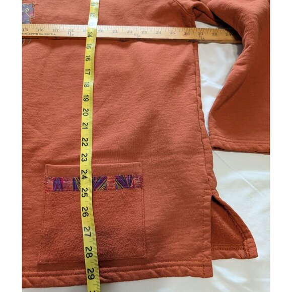 Nu Views Rust Orange XXL Long-Sleeve Top Abstract Patchwork vintage 80s Western - Picture 11 of 14